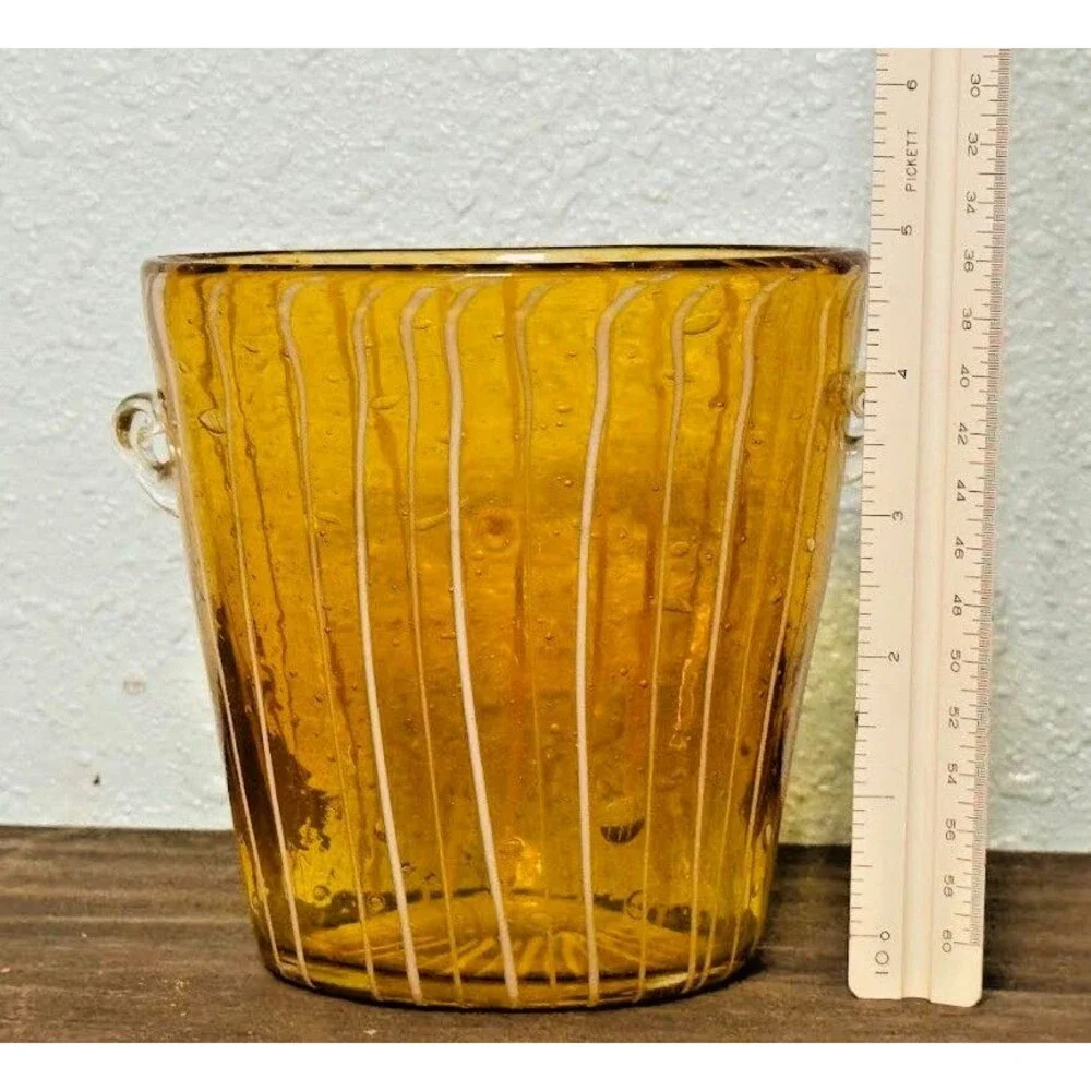 Venini for Disaronno murano art glass amber bubble ice bucket(w)